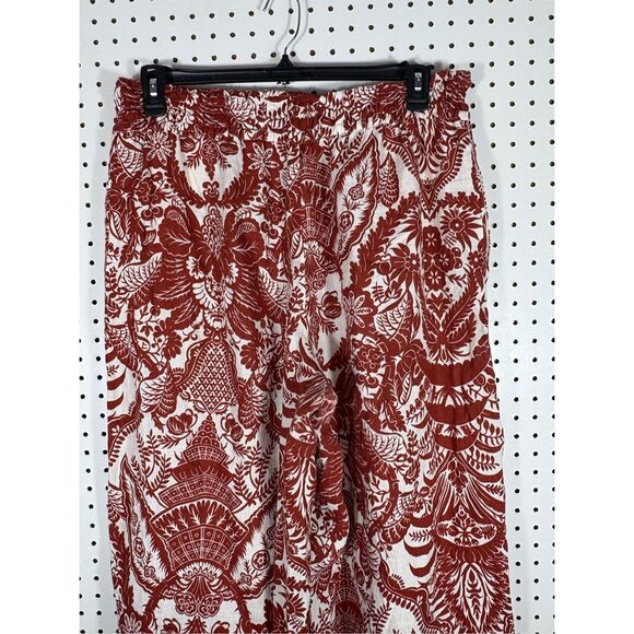 Anthropologie multi pattern wide leg linen pants size L - Picture 6 of 9